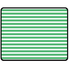 Horizontal Stripes Green Double Sided Fleece Blanket (medium)  by Mariart