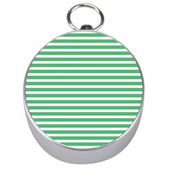 Horizontal Stripes Green Silver Compasses by Mariart