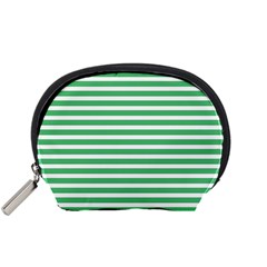 Horizontal Stripes Green Accessory Pouches (small)  by Mariart