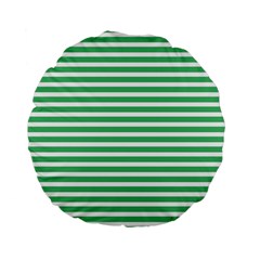 Horizontal Stripes Green Standard 15  Premium Flano Round Cushions