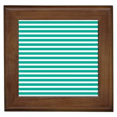 Horizontal Stripes Green Teal Framed Tiles by Mariart