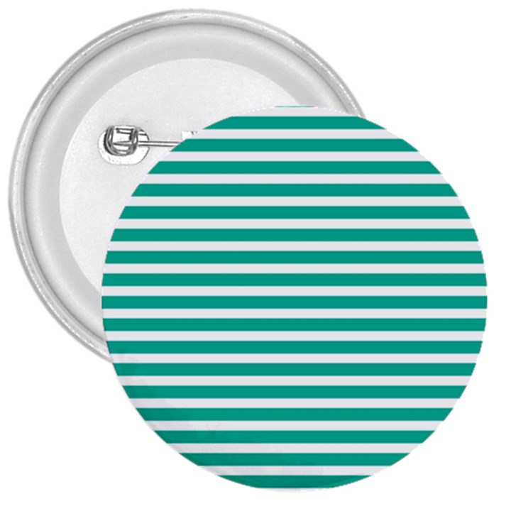 Horizontal Stripes Green Teal 3  Buttons