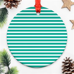 Horizontal Stripes Green Teal Ornament (round)