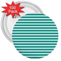 Horizontal Stripes Green Teal 3  Buttons (100 Pack)  by Mariart