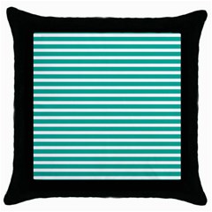 Horizontal Stripes Green Teal Throw Pillow Case (black) by Mariart