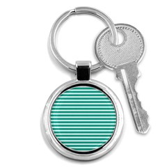 Horizontal Stripes Green Teal Key Chains (round)  by Mariart