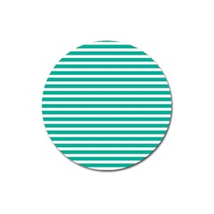 Horizontal Stripes Green Teal Magnet 3  (round)