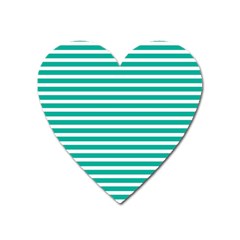 Horizontal Stripes Green Teal Heart Magnet by Mariart