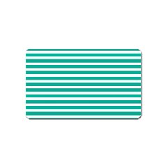 Horizontal Stripes Green Teal Magnet (name Card) by Mariart