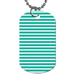 Horizontal Stripes Green Teal Dog Tag (one Side)