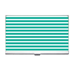 Horizontal Stripes Green Teal Business Card Holders by Mariart