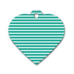 Horizontal Stripes Green Teal Dog Tag Heart (one Side) by Mariart