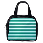 Horizontal Stripes Green Teal Classic Handbags (2 Sides) Back