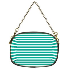 Horizontal Stripes Green Teal Chain Purses (two Sides)  by Mariart