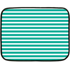 Horizontal Stripes Green Teal Double Sided Fleece Blanket (mini)  by Mariart