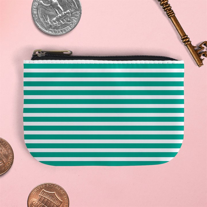 Horizontal Stripes Green Teal Mini Coin Purses