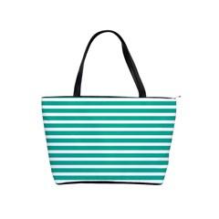 Horizontal Stripes Green Teal Shoulder Handbags by Mariart