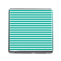 Horizontal Stripes Green Teal Memory Card Reader (square) by Mariart