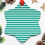 Horizontal Stripes Green Teal Snowflake Ornament (Two Sides) Front