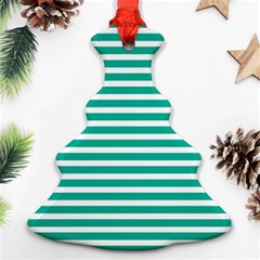 Horizontal Stripes Green Teal Christmas Tree Ornament (two Sides) by Mariart