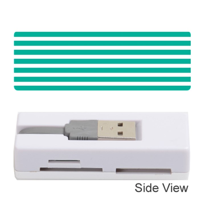 Horizontal Stripes Green Teal Memory Card Reader (Stick) 