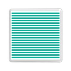 Horizontal Stripes Green Teal Memory Card Reader (square) 