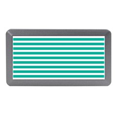 Horizontal Stripes Green Teal Memory Card Reader (mini) by Mariart