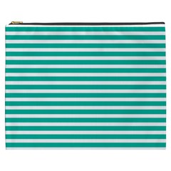 Horizontal Stripes Green Teal Cosmetic Bag (xxxl)  by Mariart