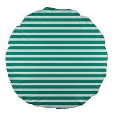 Horizontal Stripes Green Teal Large 18  Premium Round Cushions by Mariart