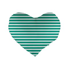 Horizontal Stripes Green Teal Standard 16  Premium Heart Shape Cushions by Mariart