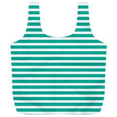 Horizontal Stripes Green Teal Full Print Recycle Bags (l)  by Mariart