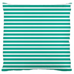 Horizontal Stripes Green Teal Large Flano Cushion Case (one Side) by Mariart