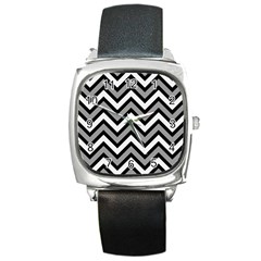 Zig Zags Pattern Square Metal Watch by Valentinaart