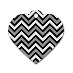 Zig Zags Pattern Dog Tag Heart (two Sides) by Valentinaart