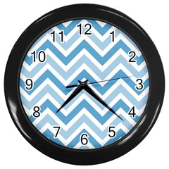 Zig Zags Pattern Wall Clocks (black) by Valentinaart