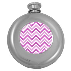 Zig Zags Pattern Round Hip Flask (5 Oz) by Valentinaart