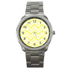 Zig Zags Pattern Sport Metal Watch by Valentinaart