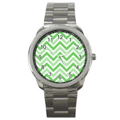 Zig Zags Pattern Sport Metal Watch by Valentinaart