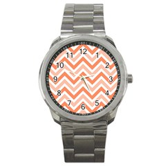 Zig Zags Pattern Sport Metal Watch by Valentinaart