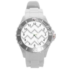 Zig zags pattern Round Plastic Sport Watch (L)