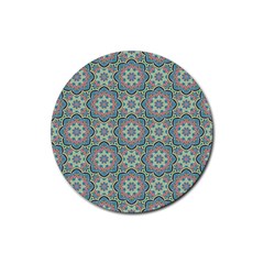 Decorative Ornamental Geometric Pattern Rubber Coaster (round)  by TastefulDesigns