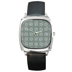 Decorative Ornamental Geometric Pattern Square Metal Watch by TastefulDesigns