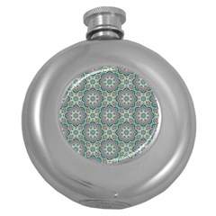 Decorative Ornamental Geometric Pattern Round Hip Flask (5 Oz) by TastefulDesigns