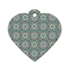 Decorative Ornamental Geometric Pattern Dog Tag Heart (one Side) by TastefulDesigns