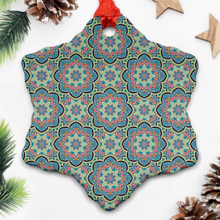 Decorative Ornamental Geometric Pattern Snowflake Ornament (Two Sides)