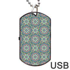 Decorative Ornamental Geometric Pattern Dog Tag Usb Flash (two Sides) by TastefulDesigns