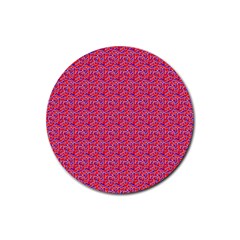 Red White And Blue Leopard Print  Rubber Coaster (round)  by PhotoNOLA