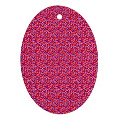 Red White And Blue Leopard Print  Oval Ornament (two Sides)