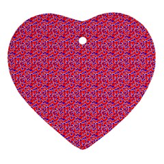 Red White And Blue Leopard Print  Heart Ornament (two Sides)