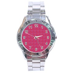 Red White And Blue Leopard Print  Stainless Steel Analogue Watch